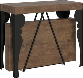 Konsola rozkładana 90x40/196 cm Riza Small orzech rama w kolorze antracytu