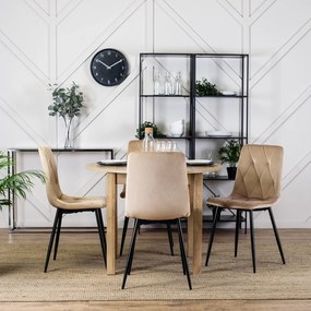 Krzesło Tapicerowane do Salonu ROBIN Beżowe Welurowe Nowoczesne Loft