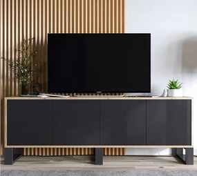 Szafka RTV NILA 8 150 dąb wotan/czarny mat