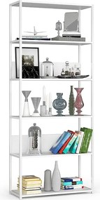 Regał loft AKORD metalowy Biały 80 cm kolor Biały mat 6 półek 80x32x192 cm