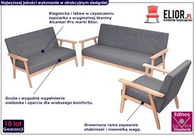 3-częściowy ciemnoszary zestaw wypoczynkowy - Kifi 3D