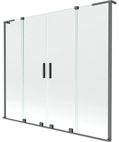 Mexen Velar L Duo parawan nawannowy 2-skrzydłowy rozsuwany 180 x 150 cm, transparent, gun metal - 896-180-003-02-95