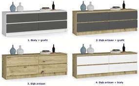 Komoda nowoczesna z gładkim biały frontem + grafit M3-R71