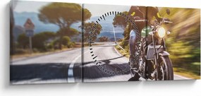 Obraz - Motocyklista (z zegarem) (90x30 cm)