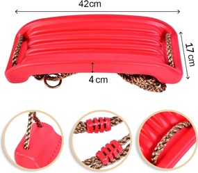 Huśtawka ogrodowa dla dzieci plastikowa Zoya czerwona 100 kg