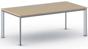 Stół konferencyjny do biura PRIMO INVITATION, 200x100 cm, szaro-srebrna podstawa, buk