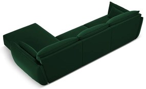 Ciemnozielony aksamitny narożnik (prawostronny/z szezlongiem) Vanda – Mazzini Sofas