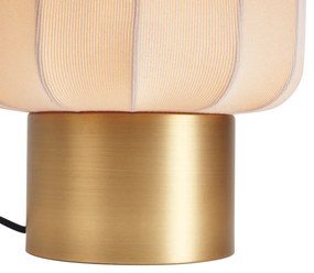 Lampa stołowa Japandi złota z beżowym kloszem - PluniJapandi Oswietlenie wewnetrzne