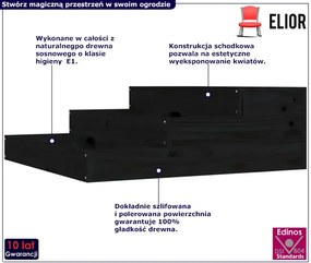 Czarna duża schodkowa donica ogrodowa - Opia
