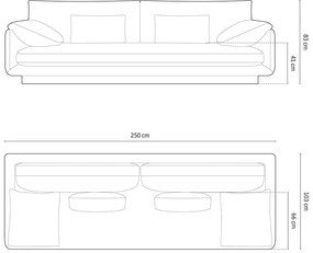 Biała aksamitna sofa 250 cm Torino – Micadoni