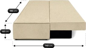 Sofa z Funkcją Spania MAVIA Beżowa Boucle Nowoczesna