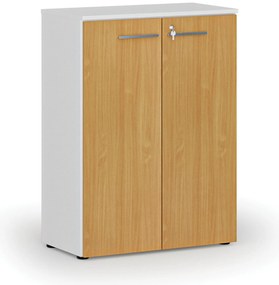 Szafa biurowa z drzwiami PRIMO WHITE, 800 x 420 x 1087 mm, biały/buk