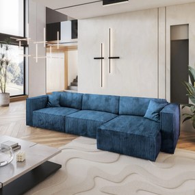 Masseno Narożnik TOLMO z funkcją spania i pojemnikiem na pościel Narozniki L, Rozkładana sofa - Niebieski, POSO 05