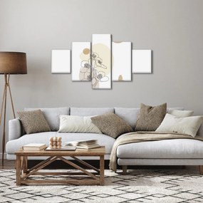 Obraz - Beżowe kwiaty z motylem N⁰4 (125x70 cm)