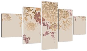 Obraz - Vintage kwiaty i motyle (125x70 cm)