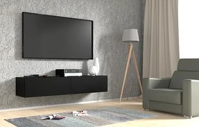 Czarna wisząca długa szafka rtv 160 cm E5-T55