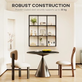 HOMCOM Industrialny Wiszący Regał z 9 Przegrodami, Metalowy Regał na Kolekcje, Idealny do Dekoracji Wnętrz, Czarny | Aosom PL