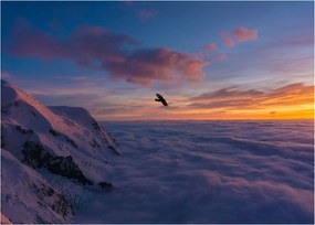 Obraz na szkle o zachodzie słońca, Mt. Blanc (70x50 cm)