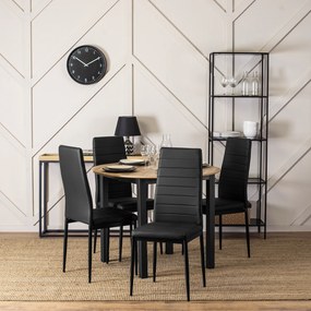 Krzesło Tapicerowane do Salonu NARIS Czarne Ekoskóra Nowoczesne Loft