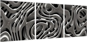 Obraz - Metaliczna abstrakcja (z zegarem) (90x30 cm)