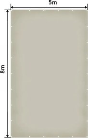 Wodoodporna plandeka z oczkami 5x8 m, szara, 650g/m², UV
