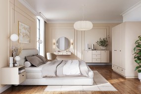 Komoda wisząca Lorini 150 cm z szufladami - kaszmir / czarne uchwyty