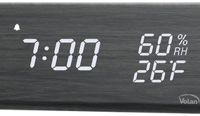 Zegar budzik elektroniczny led drewniany stojący - data termometr higrometr