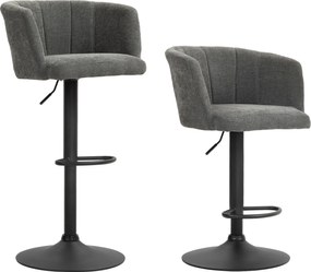 HOMCOM Zestaw 2 Barowych Krzeseł, Oparcie w Kształcie Muszli, Regulowana Wysokość, Podnóżek, dla Kuchni lub Jadalni, Metalowa Baza, Ciemnoszary