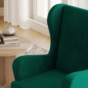 Fotel VOGERA do Salonu WYGODNY, Styl Nowoczesny, Tkanina welurowa Monolith, Zielony
