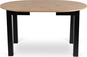 Zestaw Stół Okrągły Rozkładany HARRY 102-142 cm Dąb Artisan/Czarny i 6 Krzeseł Tapicerowanych CHRIS Szarych Nowoczesnych