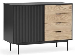 Czarno-naturalna niska komoda w dekorze dębu 108x80 cm Sierra – Teulat