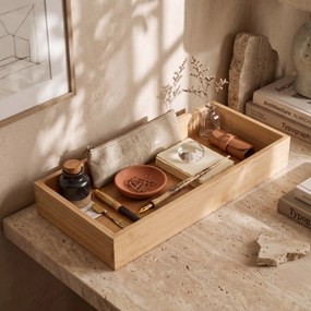 Organizer biurkowy bambusowy, 15 x 38 x 7 cm