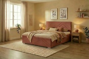 Łóżko CINDY 180x200 cm Różowy Z materacem