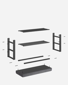 Szafka na buty z ławką i szarym siedziskiem MOBRIX 81x49 cm, czarna