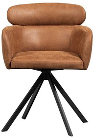 Koniakowy tapicerowany fotel jadalniany z podłokietnikami Fenne – WOOOD