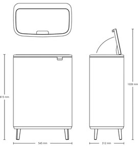 Stalowy kosz na śmieci do segregacji odpadów otwierany na dotyk w kolorze matowej czerni 60 l Bo Touch Bin Hi – Brabantia
