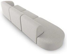 Jasnoszara sofa z tkaniny szenilowej prawostronna 311 cm Paolo – Milo Casa