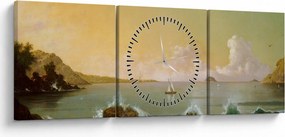 Obraz - Martin Johnson Heade, Rio de Janeiro Bay, reprodukcje (z zegarem) (90x30 cm)