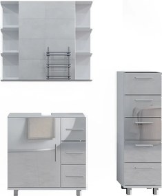 Zestaw mebli łazienkowych biały wysoki połysk 60x33x60.8 ilias