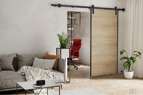 Emporius Drzwi przesuwne 60 cm Ares - drzwi naścienne z systemem regulowanym oraz samodomykaczem - Dąb sonoma