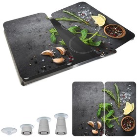 Zestaw 2 szarych szklanych płyt ochronnych na kuchenkę Wenko Universal Herbs