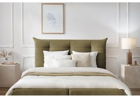 Ciemnozielone tapicerowane łóżko dwuosobowe ze schowkiem i stelażem 160x200 cm Clothilde – Bobochic Paris