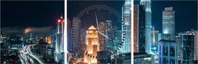 Obraz - Noc w Kuala Lumpur (z zegarem) (90x30 cm)