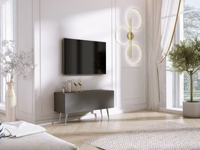 Antracytowa szafka RTV, chromowane nogi, 100 x 52 x 32 cm