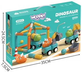 Woopie klocki magnetyczne dinozaury konstrukcyjne 84 el.