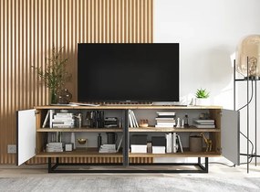 Loftowa szafka rtv dąb wotan + czarny - Avila 11X