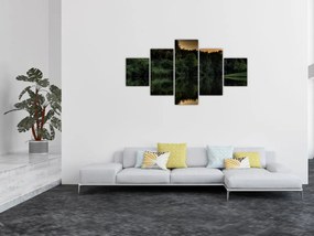 Obraz jeziora przy lesie (125x70 cm)