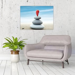 Obraz na szkle - Równowaga z kamieniami (70x50 cm)