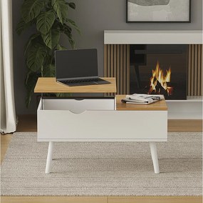 Stolik kawowy biały/dąb 76x45x40 stora