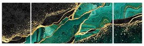 Obraz - Marmurki olejno-złote (170x50 cm)